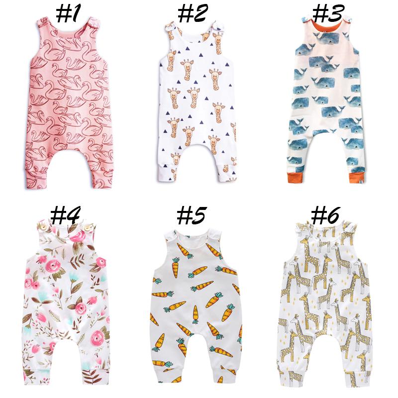 Baby Print Rompers Button 30 Design Boys Girls Unicorn Raccoon Sushi Swan Carrot Balloon Giraffe Feather Fox Watermelon Infant Jumpsuit 0-3T - Click Image to Close